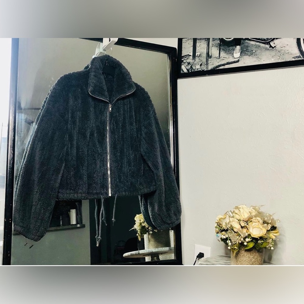 Gray zip up jacket